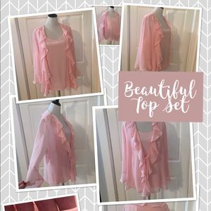 Beautiful Light Pink 2 pc Top Blouse 22-24W